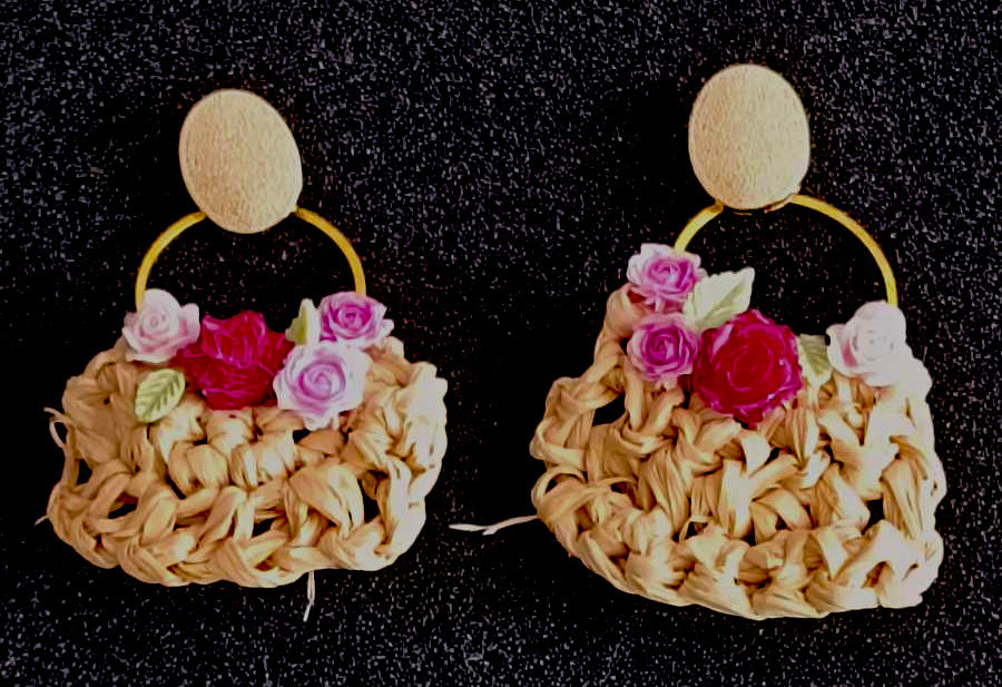 Gehaakte Mandje Oorbellen – Flower Basket