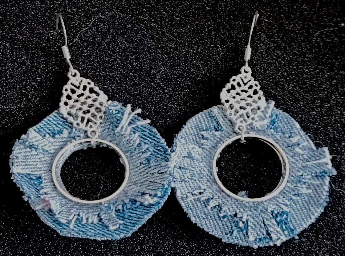 Jeans Oorbel met RVS Haakje & Unieke Elementen